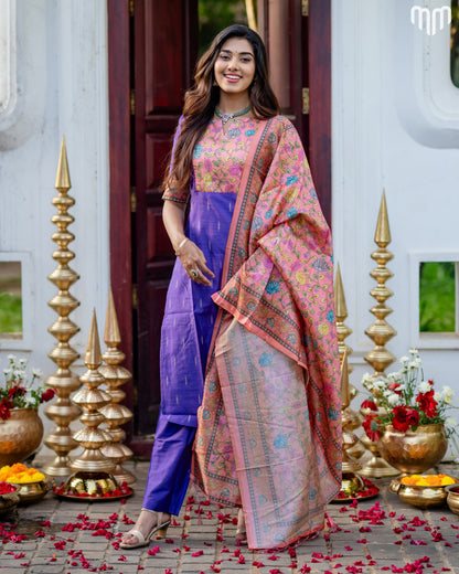 Drupathi Premium Raw Silk Maternity Kurti Set with top cotton lining