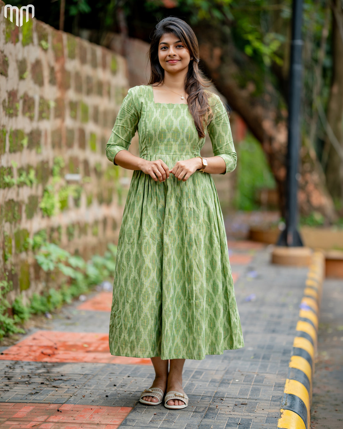 Ikkat Green Maternity Maxi