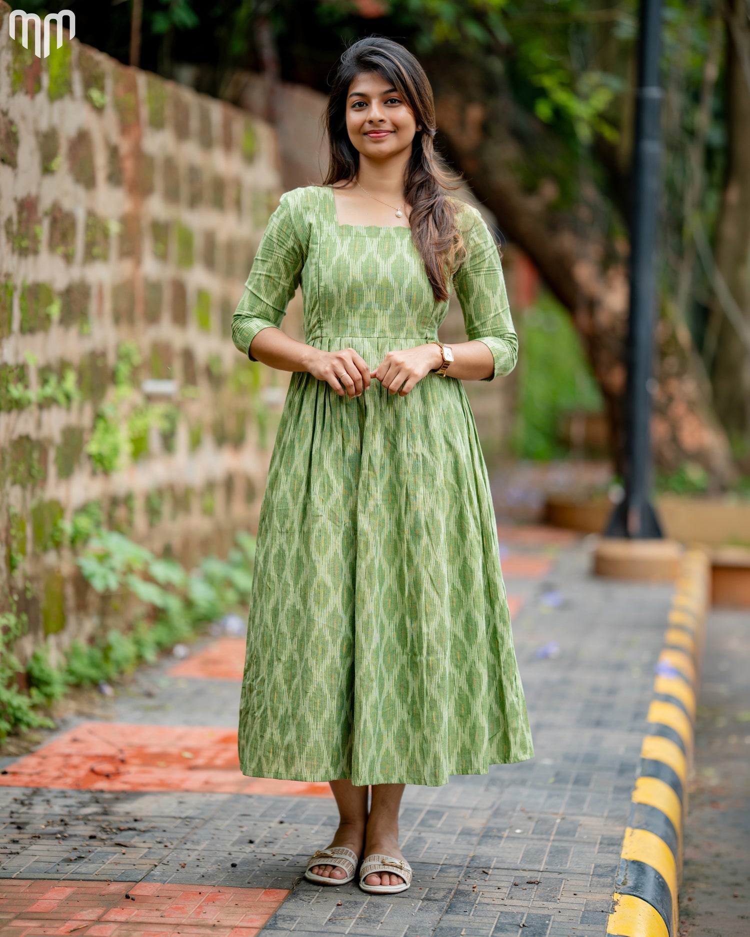 Ikkat Green Maternity Maxi