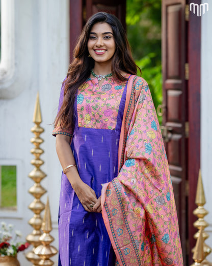 Drupathi Premium Raw Silk Maternity Kurti Set with top cotton lining