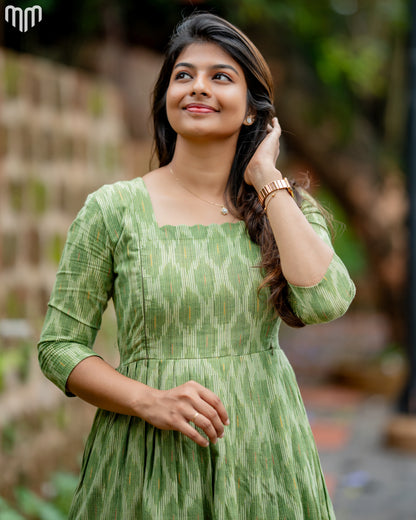 Ikkat Green Maternity Maxi