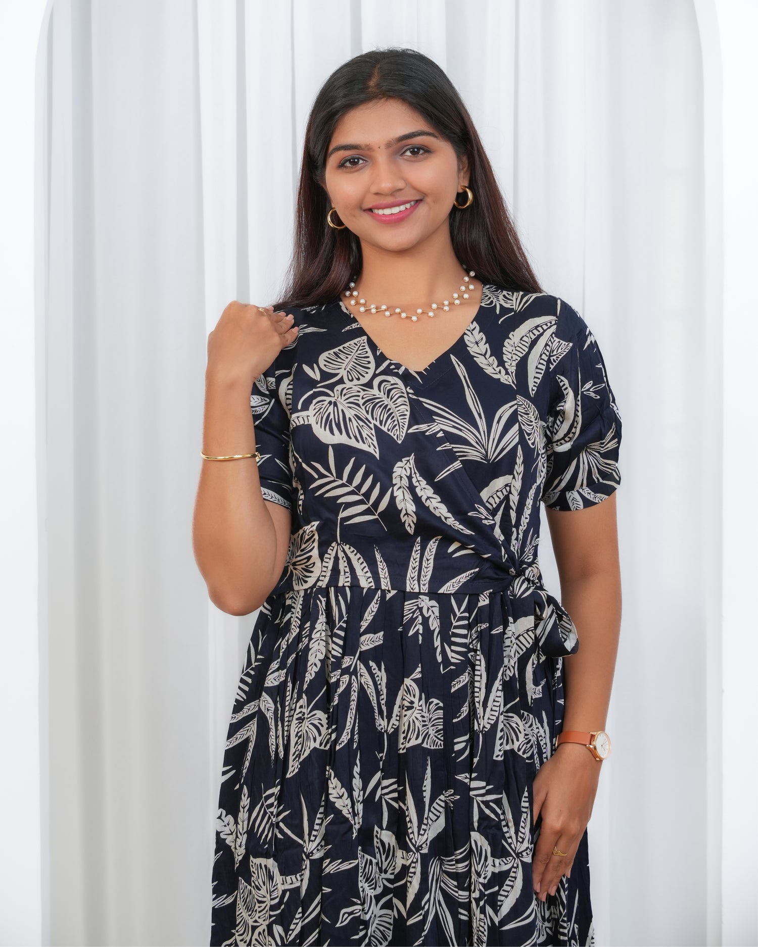 Navy Wrap Maternity Maxi