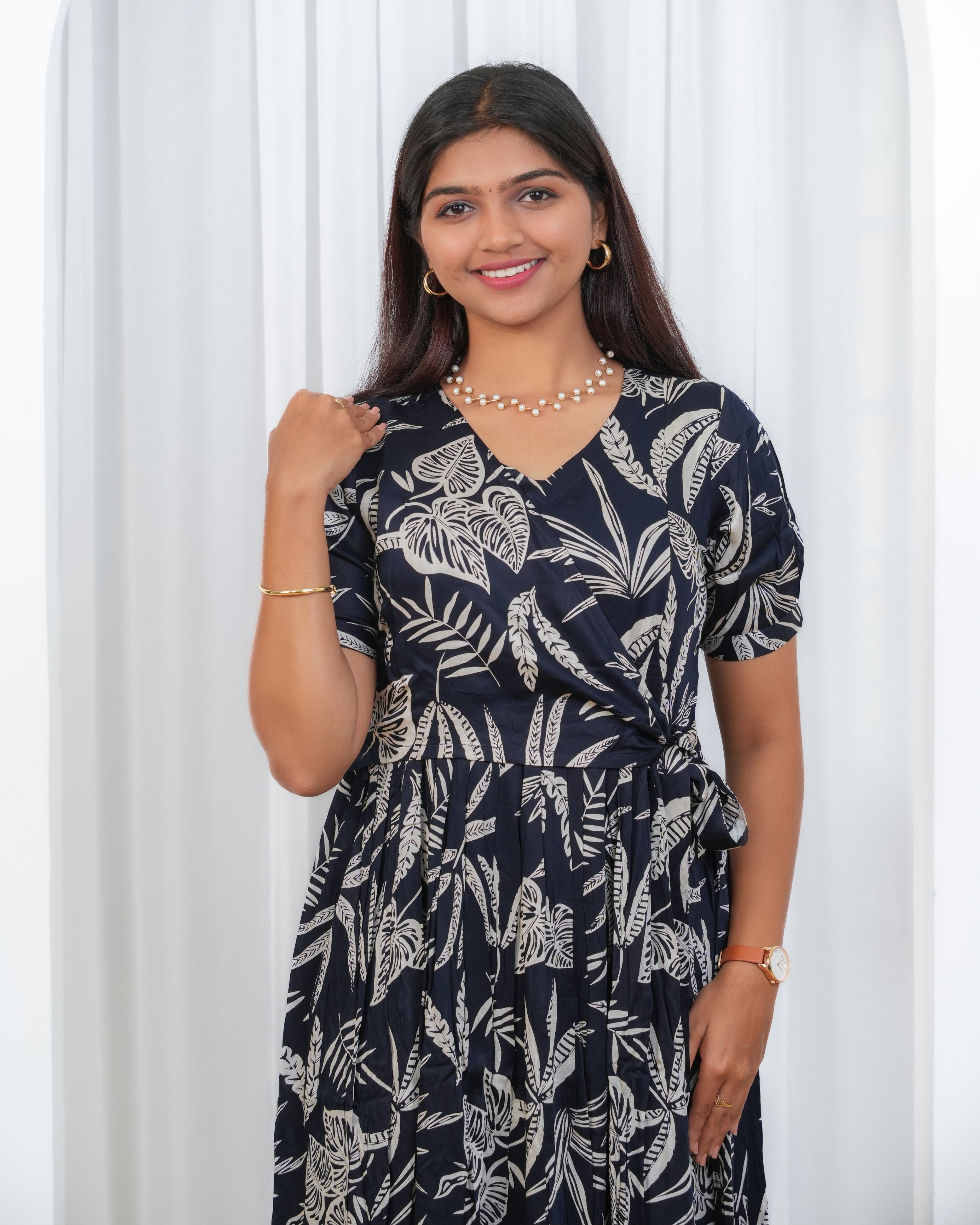 Navy Wrap Maternity Maxi