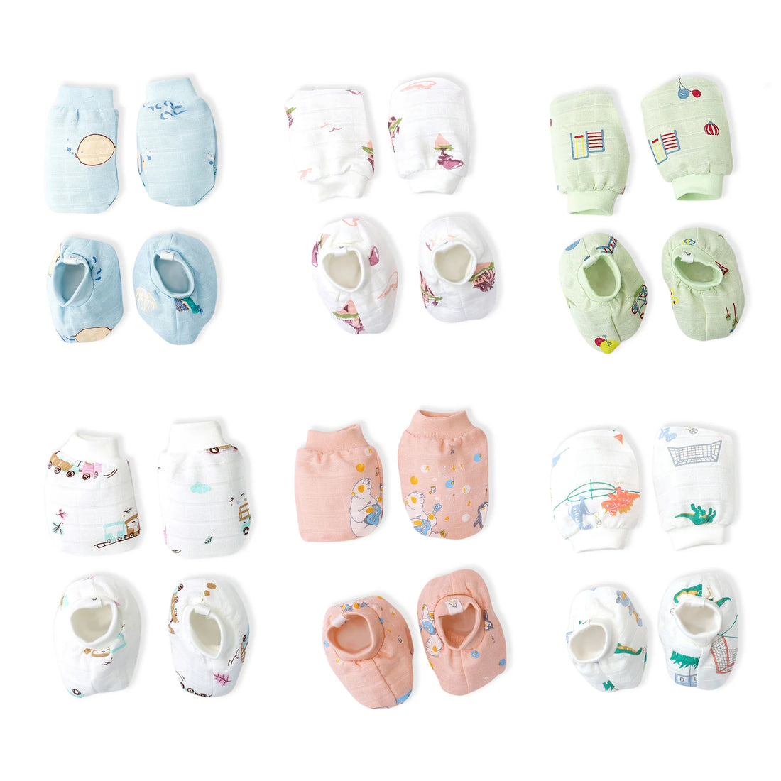 Baby Mittens and Booties - 6 Pack Set