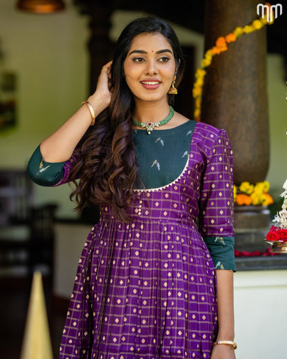Meenakshi_V3 Silk Maternity Maxi with Full Cotton Lining