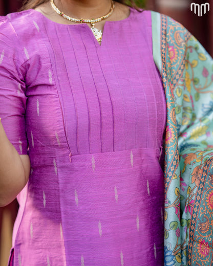 Yazhini Premium Raw Silk Maternity Kurti Set with top cotton lining