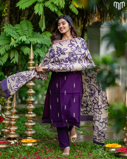 Sindhoori Premium Raw Silk Maternity Kurti Set with top cotton lining