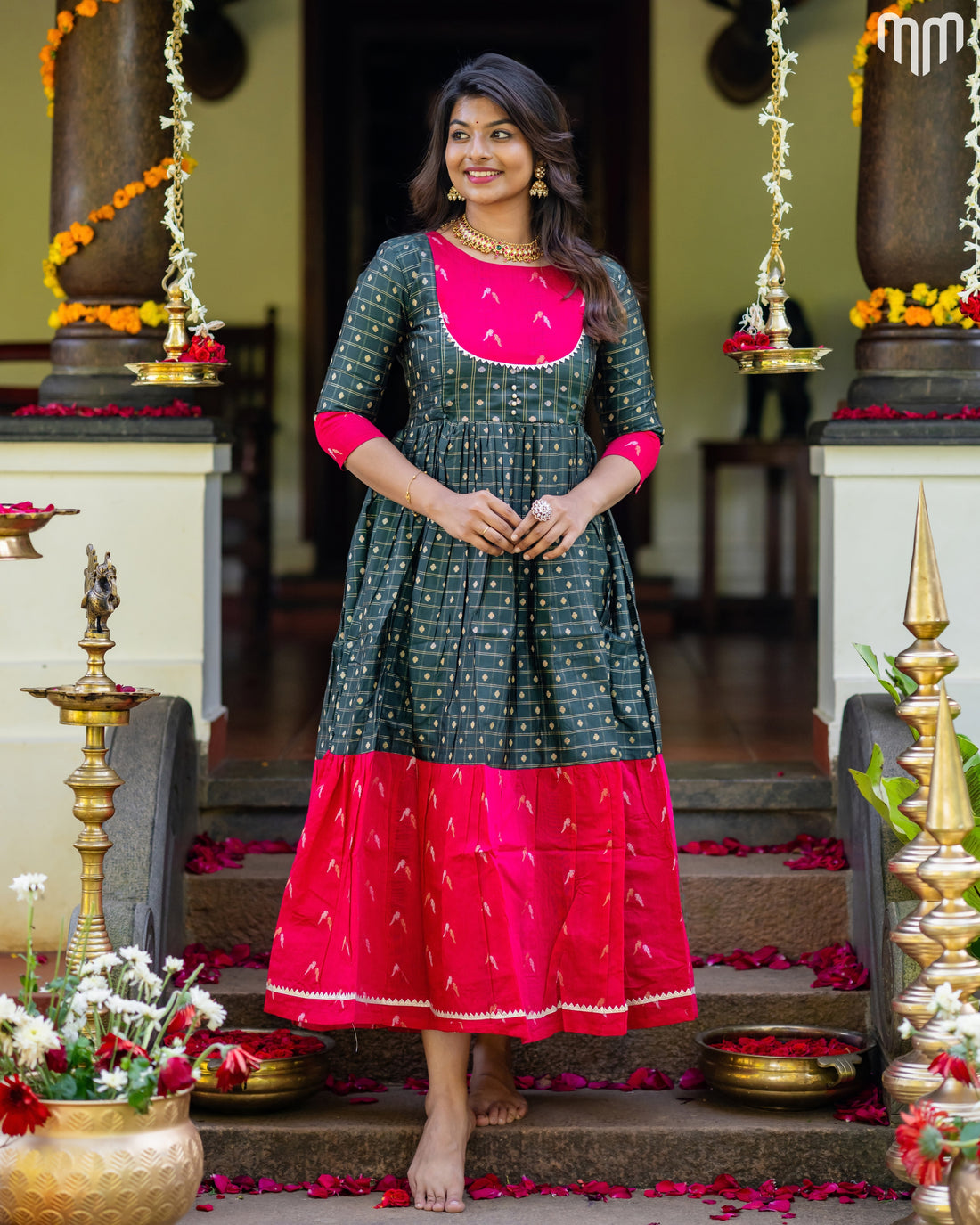 Meenakshi_V4 Silk Maternity Maxi with Full Cotton Lining