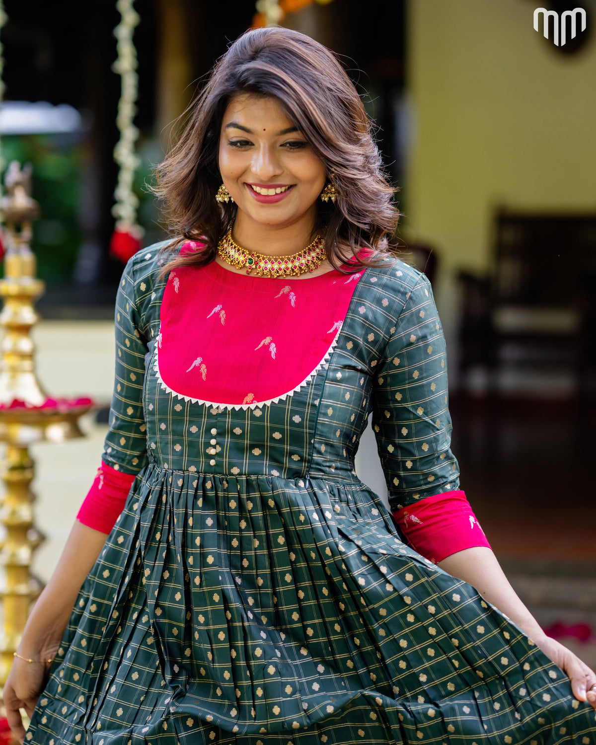 Meenakshi_V4 Silk Maternity Maxi with Full Cotton Lining