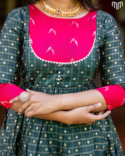 Meenakshi_V4 Silk Maternity Maxi with Full Cotton Lining
