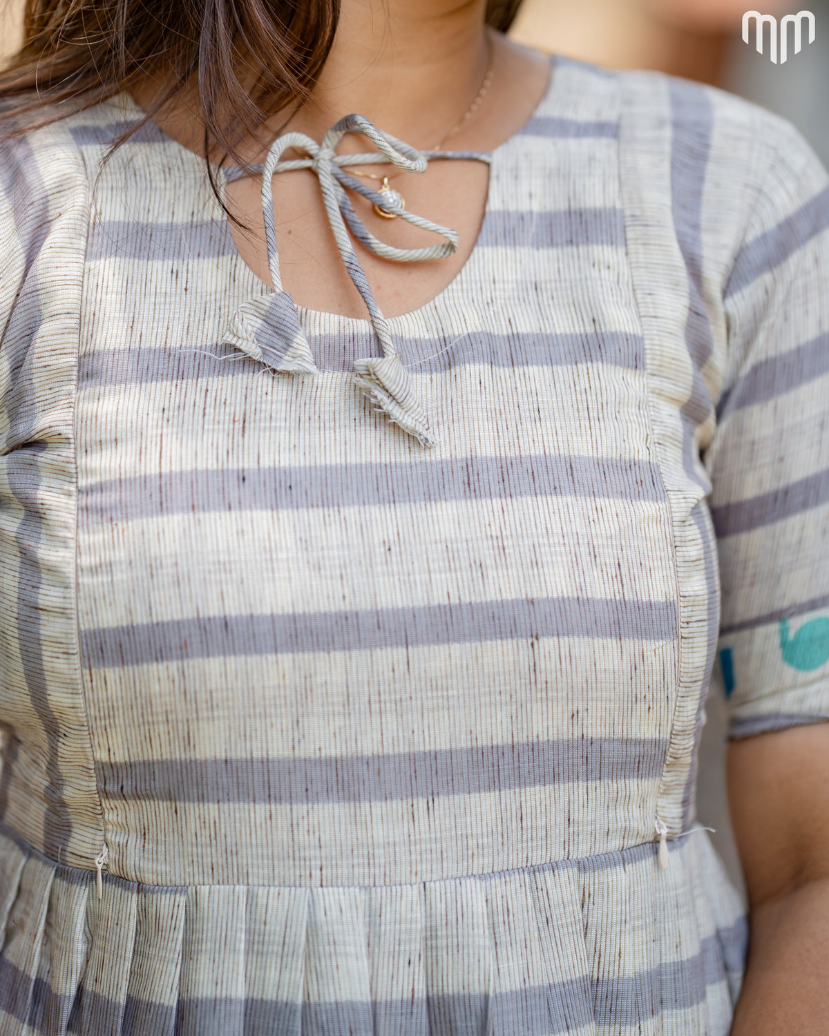 Nancy_Grey Lines Maternity Maxi