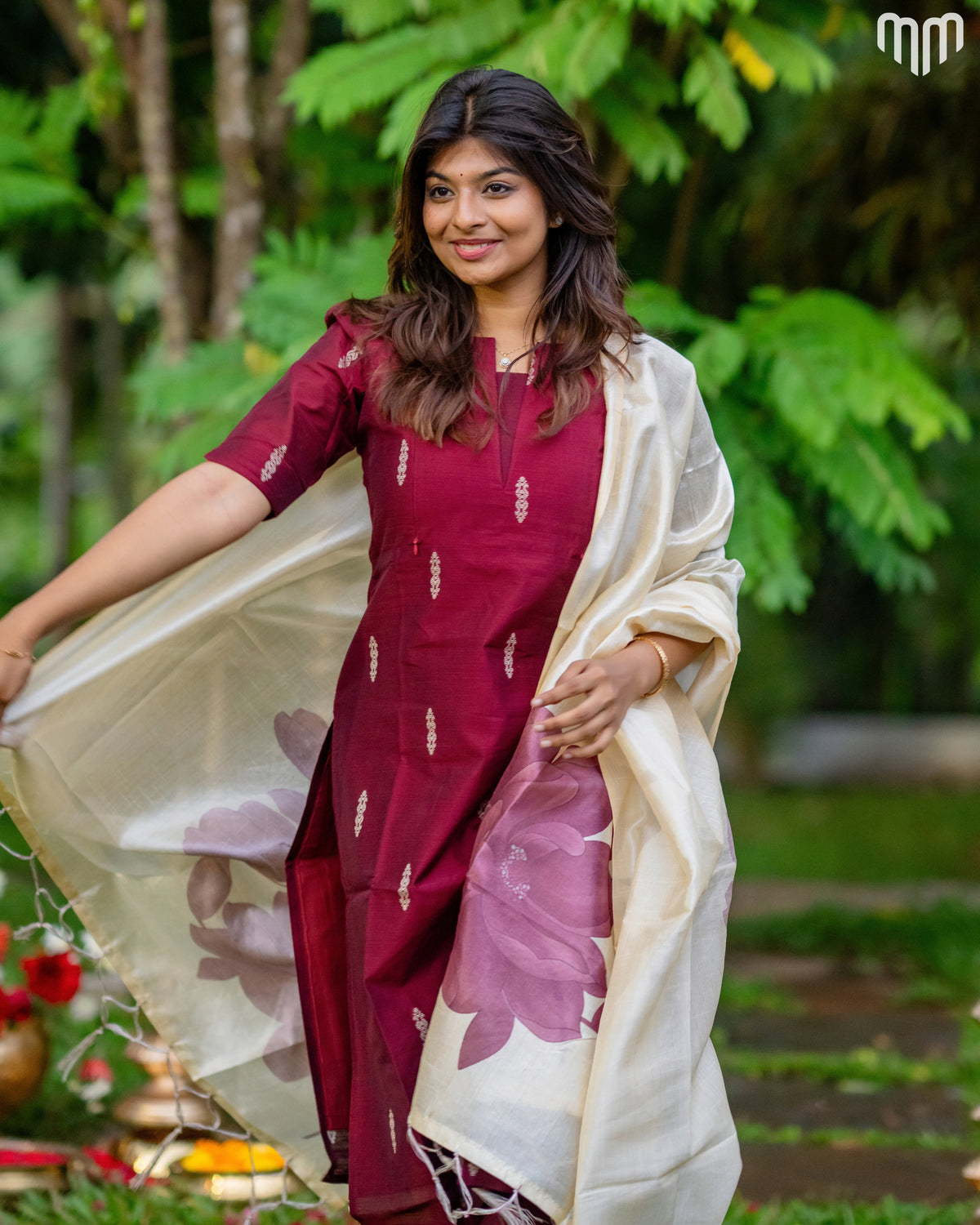 Amaravati Premium Raw Silk Maternity Kurti Set with top cotton lining