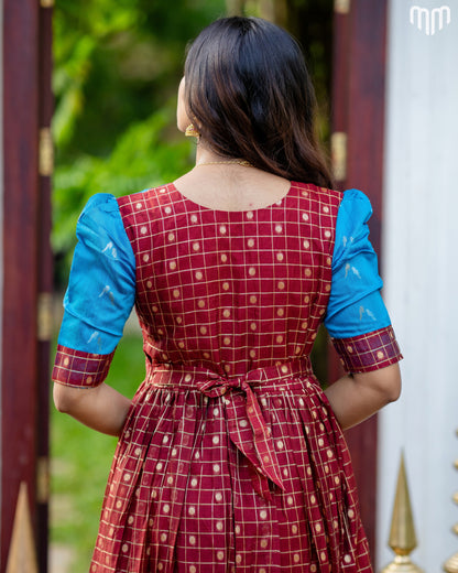Menaga_V1 Fancy Silk Maternity Maxi with Full Cotton Lining