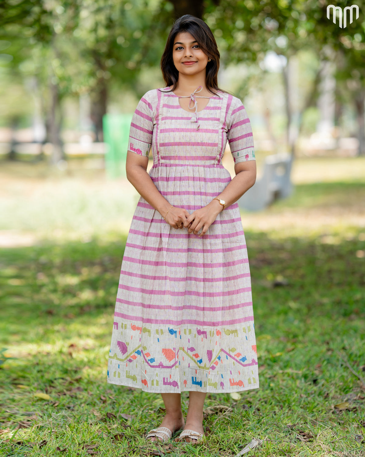 Nancy_Pink Lines Maternity Maxi