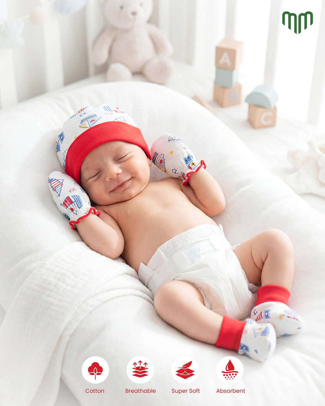 Little Boat - Cap, Mittens and Booties