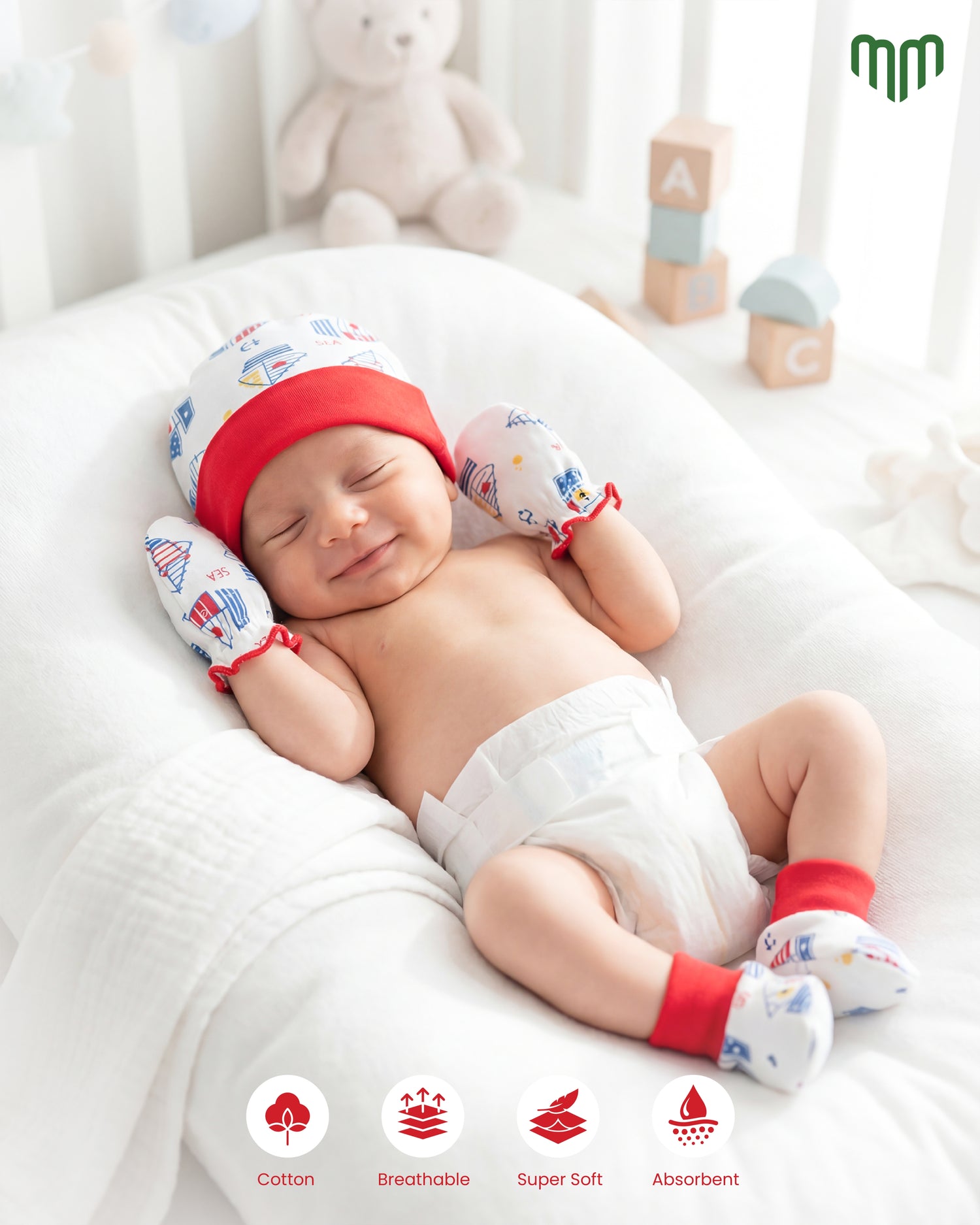 Little Boat - Cap, Mittens and Booties