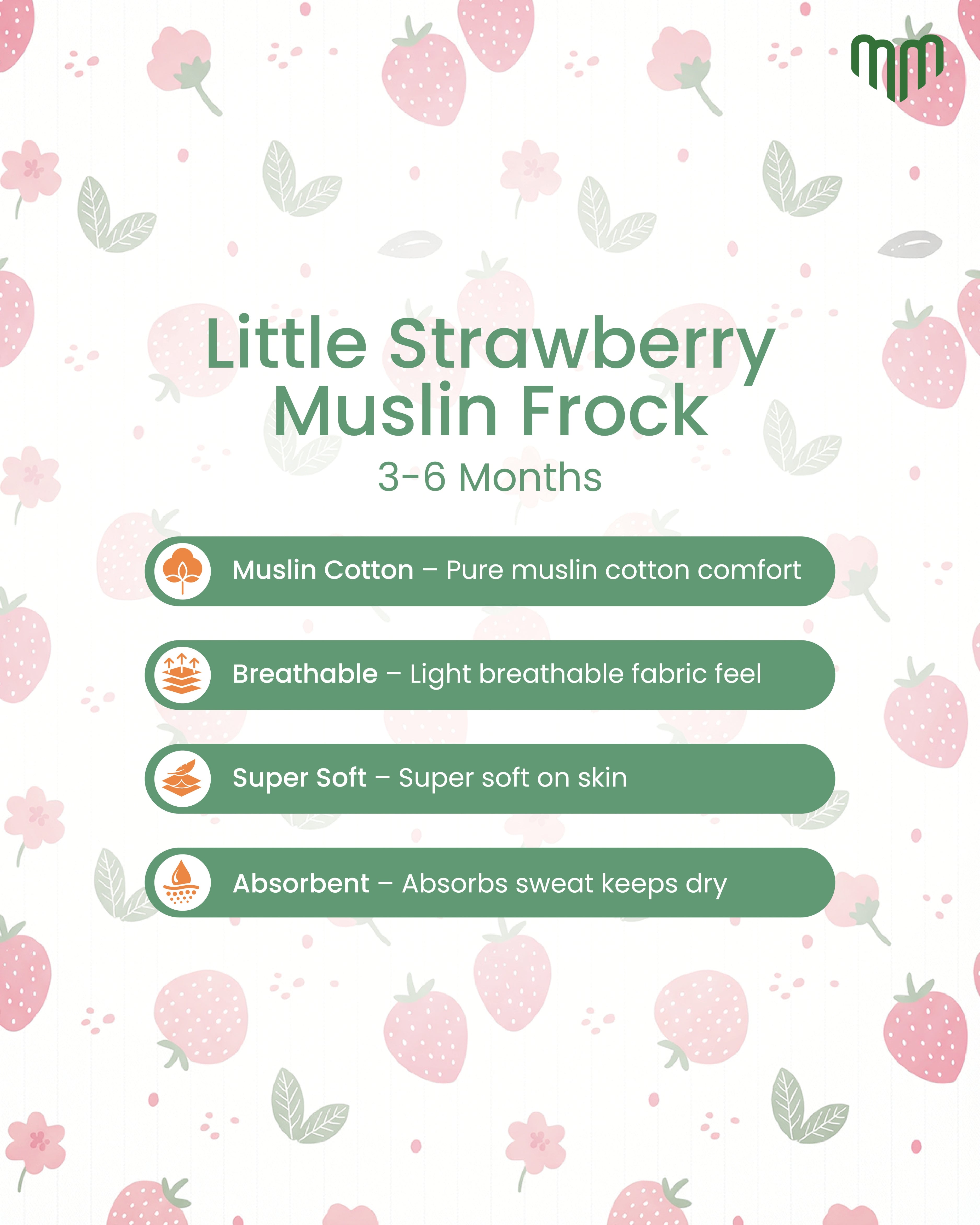 Little Strawberry Muslin Sleeveless Frock