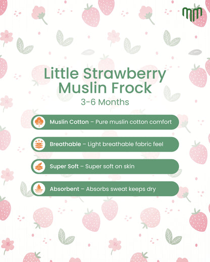 Little Strawberry Muslin Sleeveless Frock