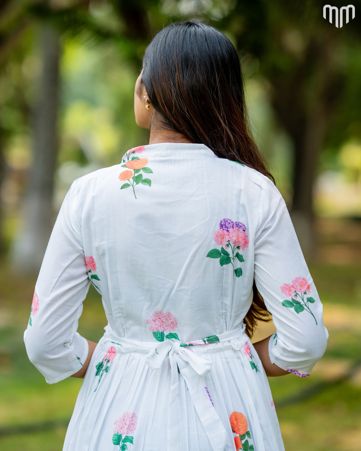 White Floral Maternity Maxi with Full Cotton Lining