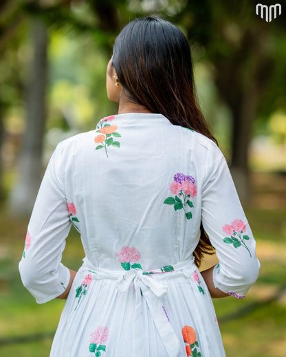 White Floral Maternity Maxi with Full Cotton Lining