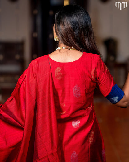 Kayal_V3 Premium Raw Silk Maternity Kurti Set with top cotton lining