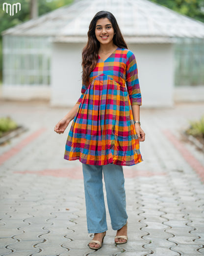 Madras Checks Maternity Crop Top