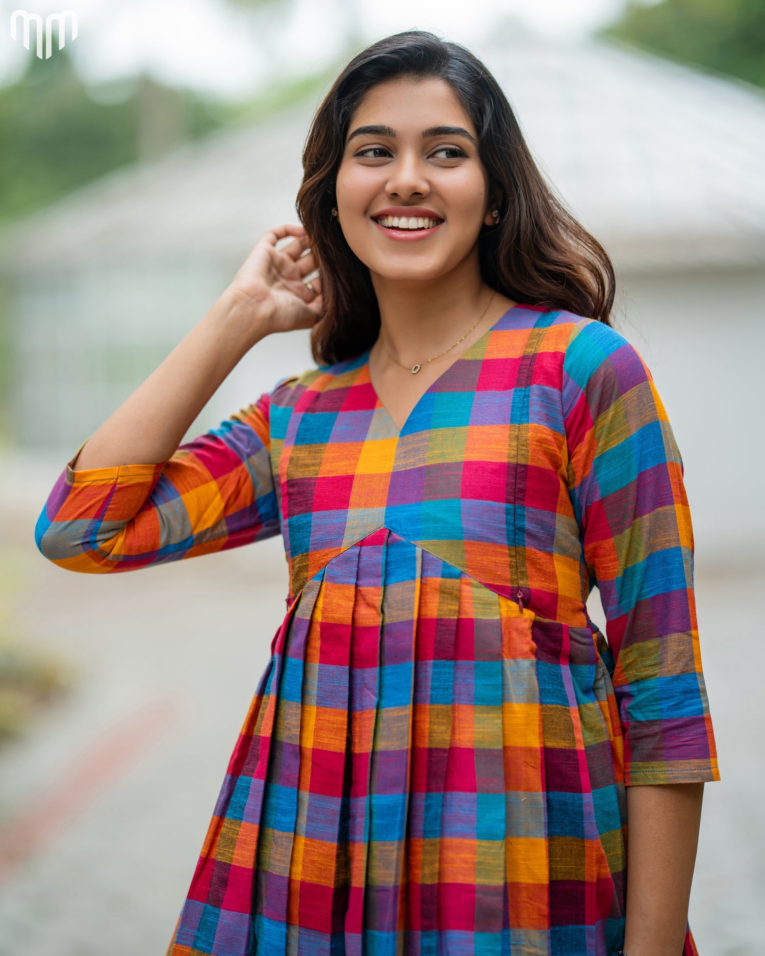Madras Checks Maternity Crop Top