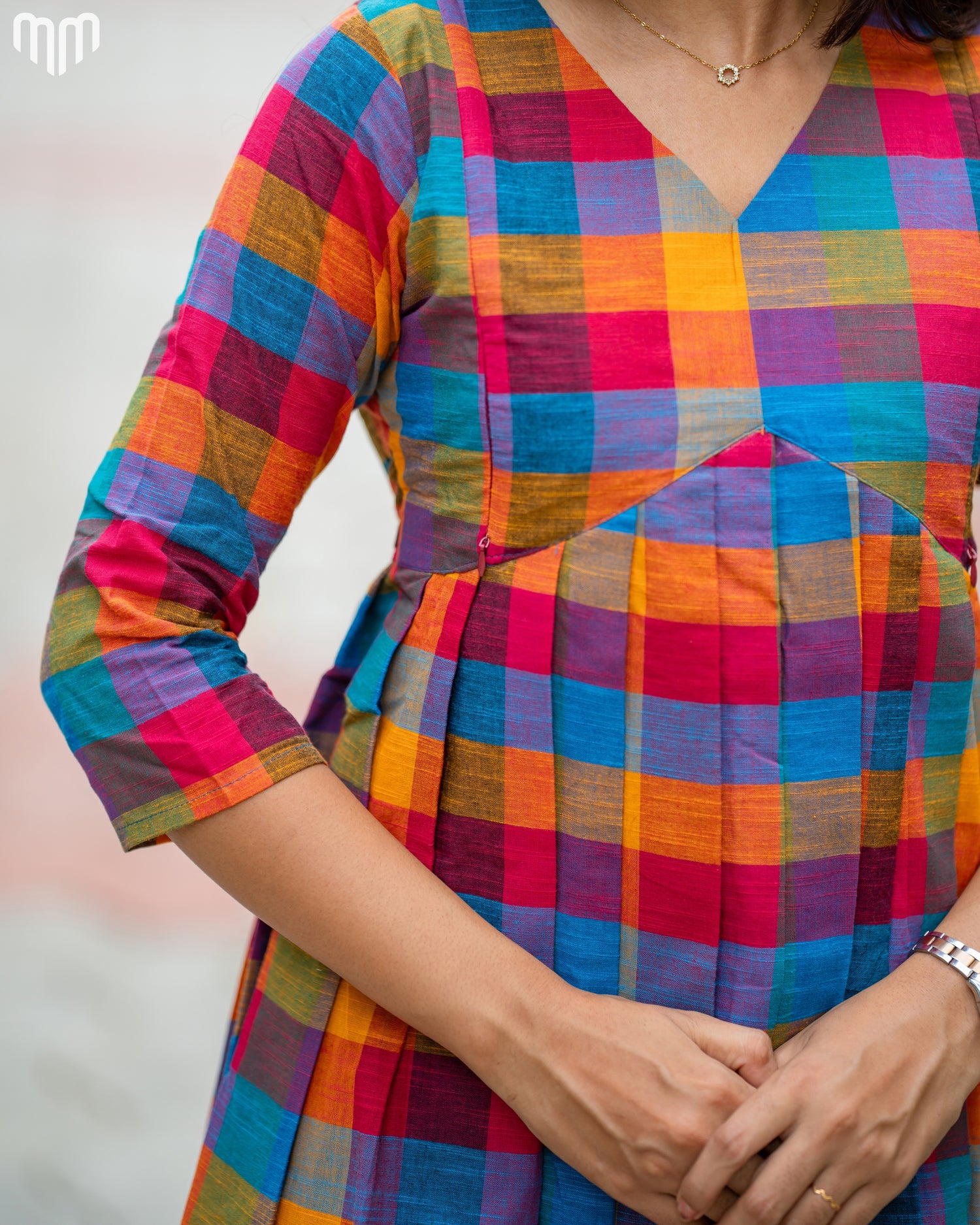 Madras Checks Maternity Crop Top