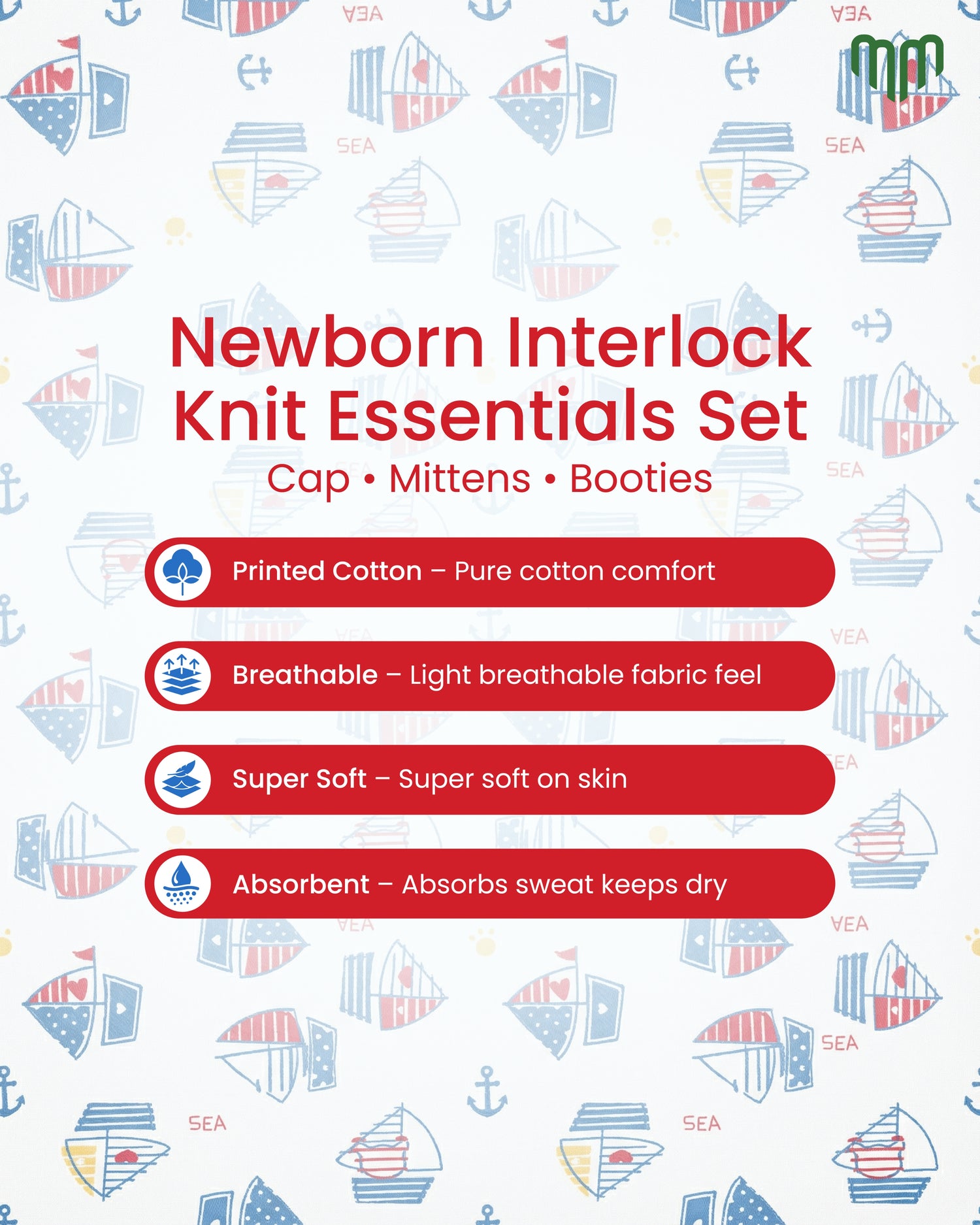 Cap, Mittens and Booties - Pack of 3