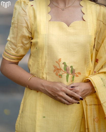 Yellow-Iris Maternity Kurti Set