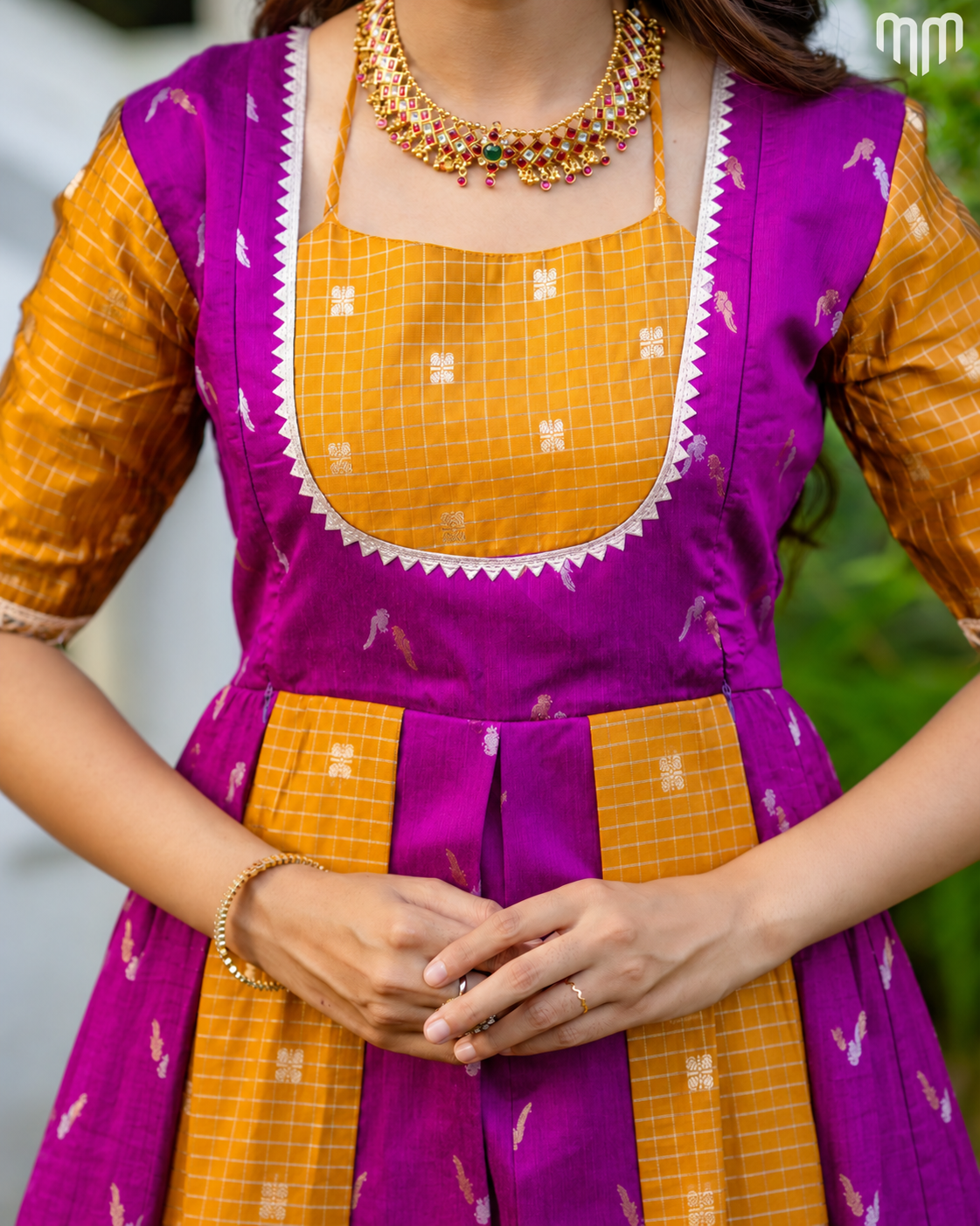 Dassahra_01 Fancy Silk Maternity Maxi with Full Cotton Lining