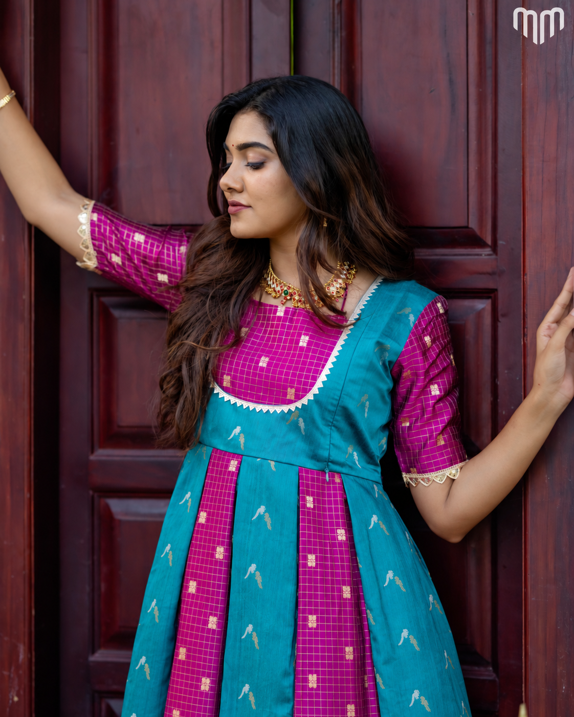Dassahra_03 Fancy Silk Maternity Maxi with Full Cotton Lining