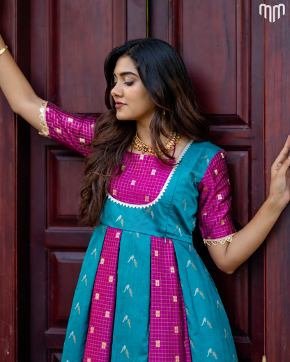 Dassahra_03 Fancy Silk Maternity Maxi with Full Cotton Lining