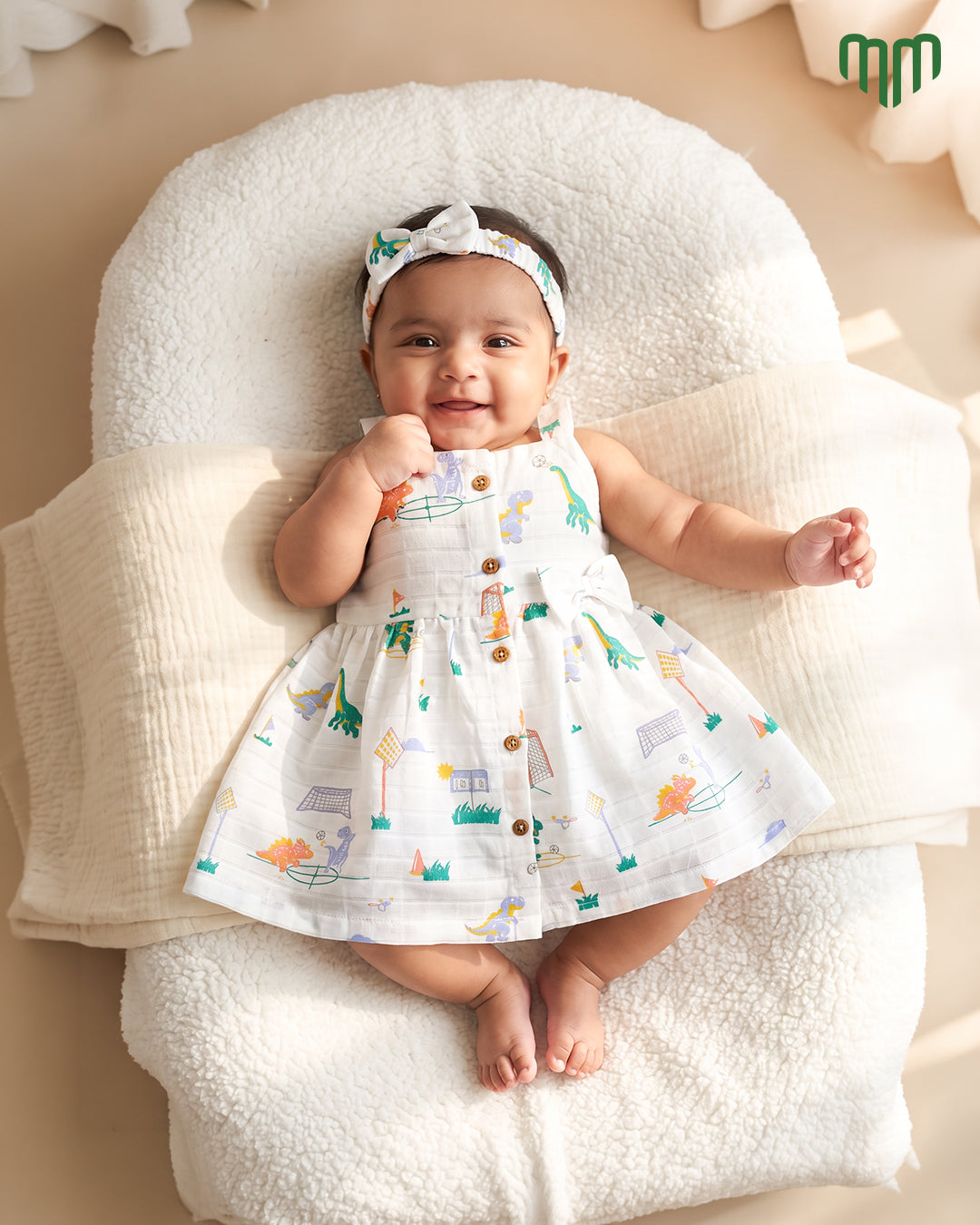 Little Dino Muslin Sleeveless Frock