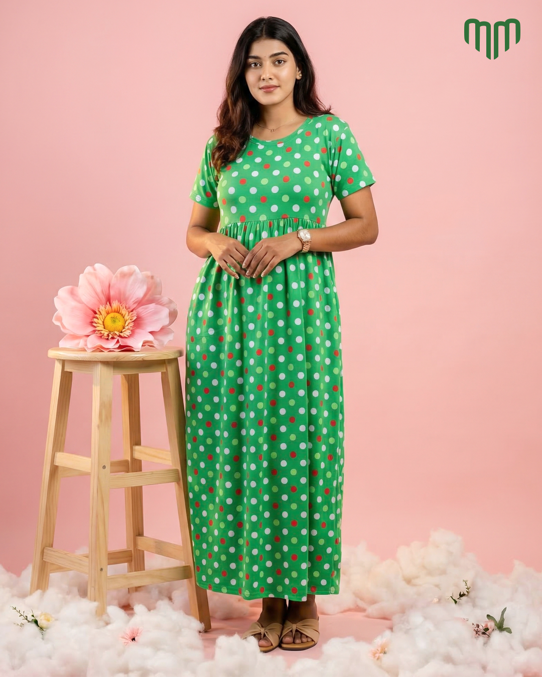 Green polka | Casual Non-Maternity Loungewear - Normal Sleeve | Full Length