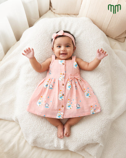 Little Penguin Muslin Sleeveless Frock