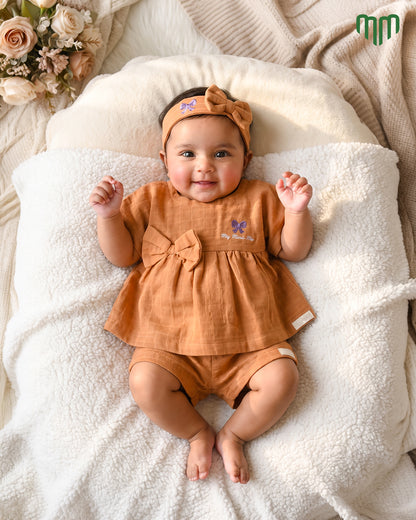 Little Muslin Mini Me Girls Solid Co-ord set