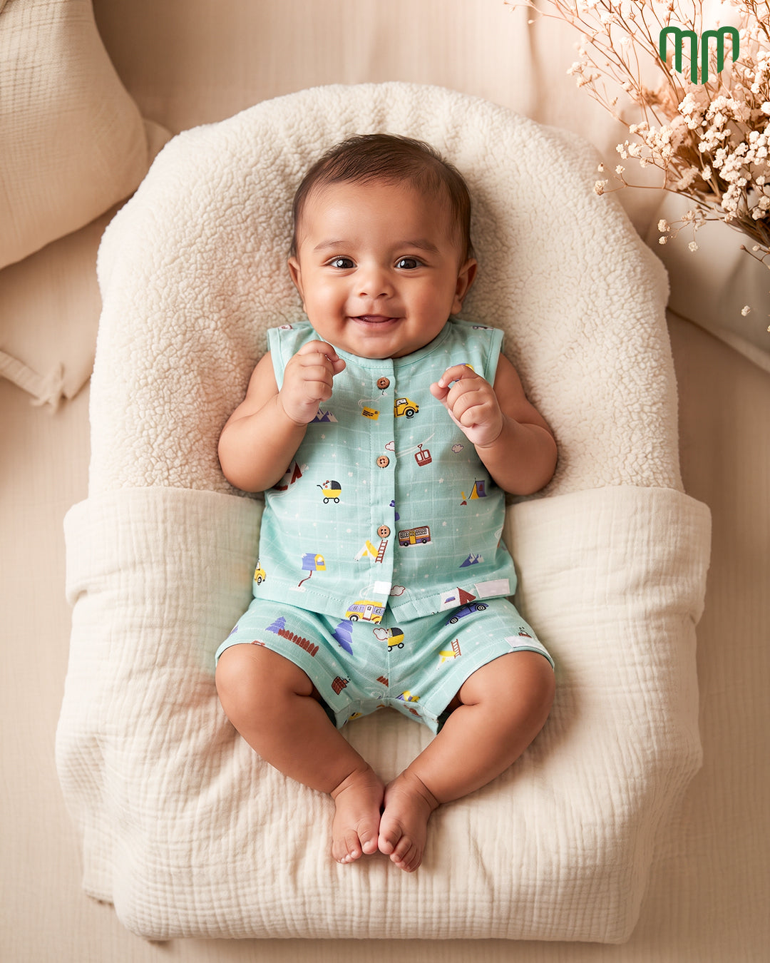 Little Busy Muslin Sleeveless Top &amp; Short