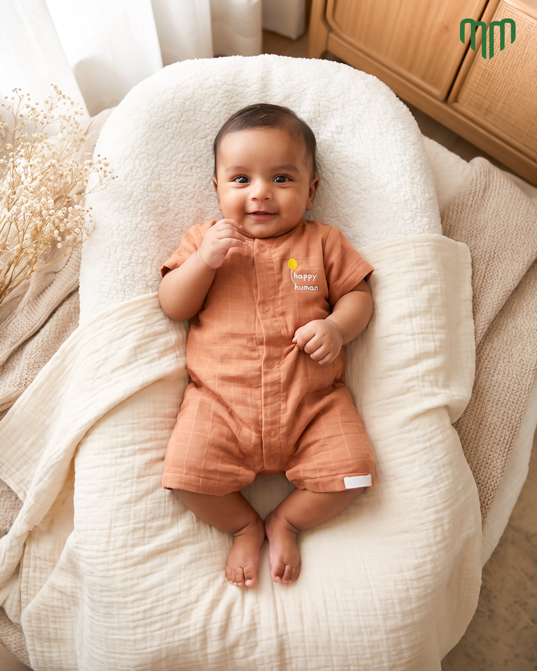 Little Happy Human Muslin Solid Romper