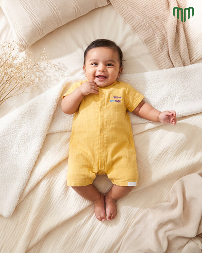Little Super Power Muslin Solid Romper