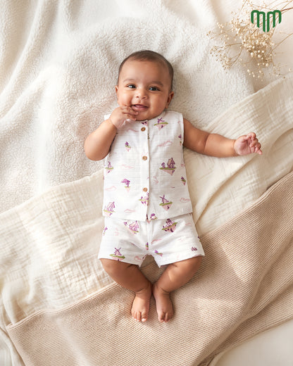 Little Happy Muslin Sleeveless Top &amp; Short