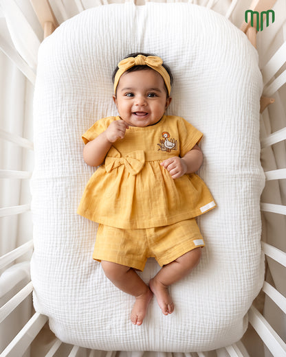 Little Muslin Duck Girls Solid Co-ord set