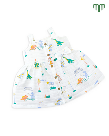 Little Dino Muslin Sleeveless Frock
