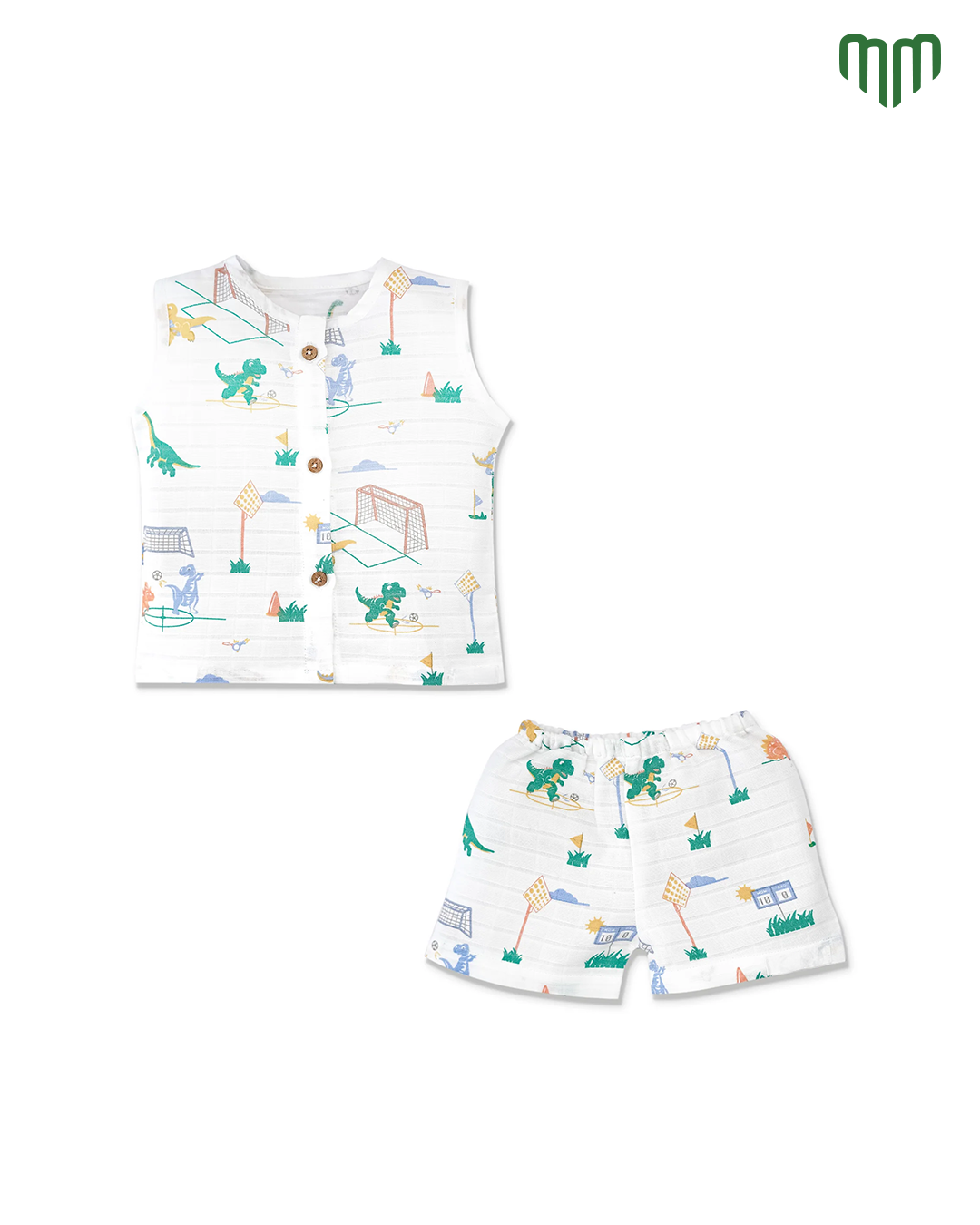 Little Dino Muslin Sleeveless Top &amp; Short