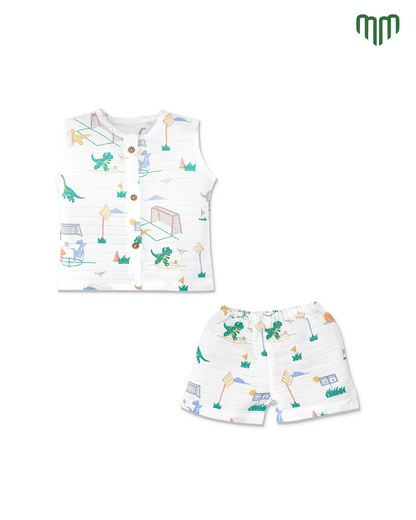 Little Dino Muslin Sleeveless Top &amp; Short
