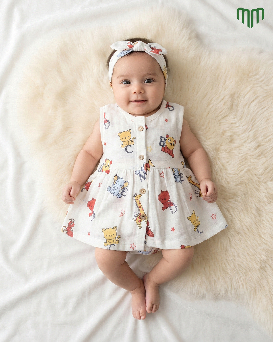 Little Puppy Muslin Sleeveless Frock