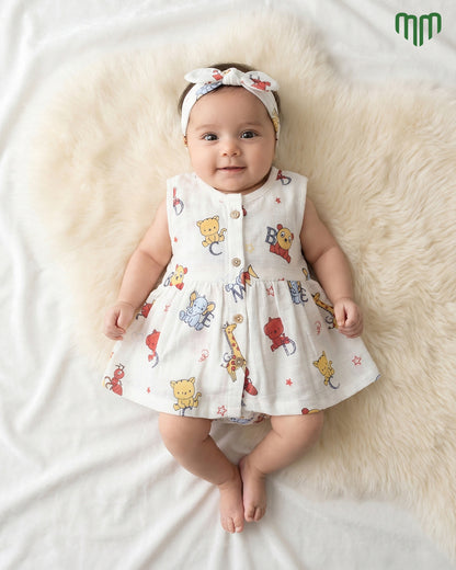 Muslin Sleeveless Frock - Pack of 3