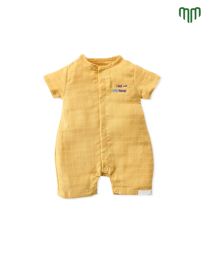 Little Super Power Muslin Solid Romper