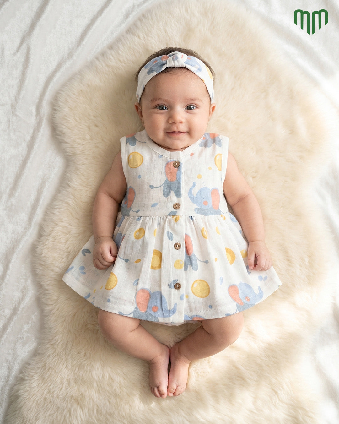 Little Elephant Muslin Sleeveless Frock