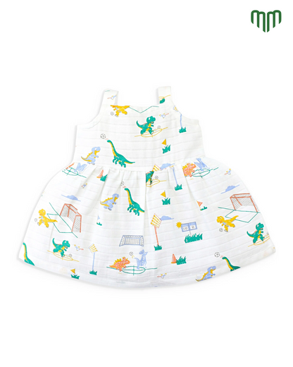 Little Dino Muslin Sleeveless Frock